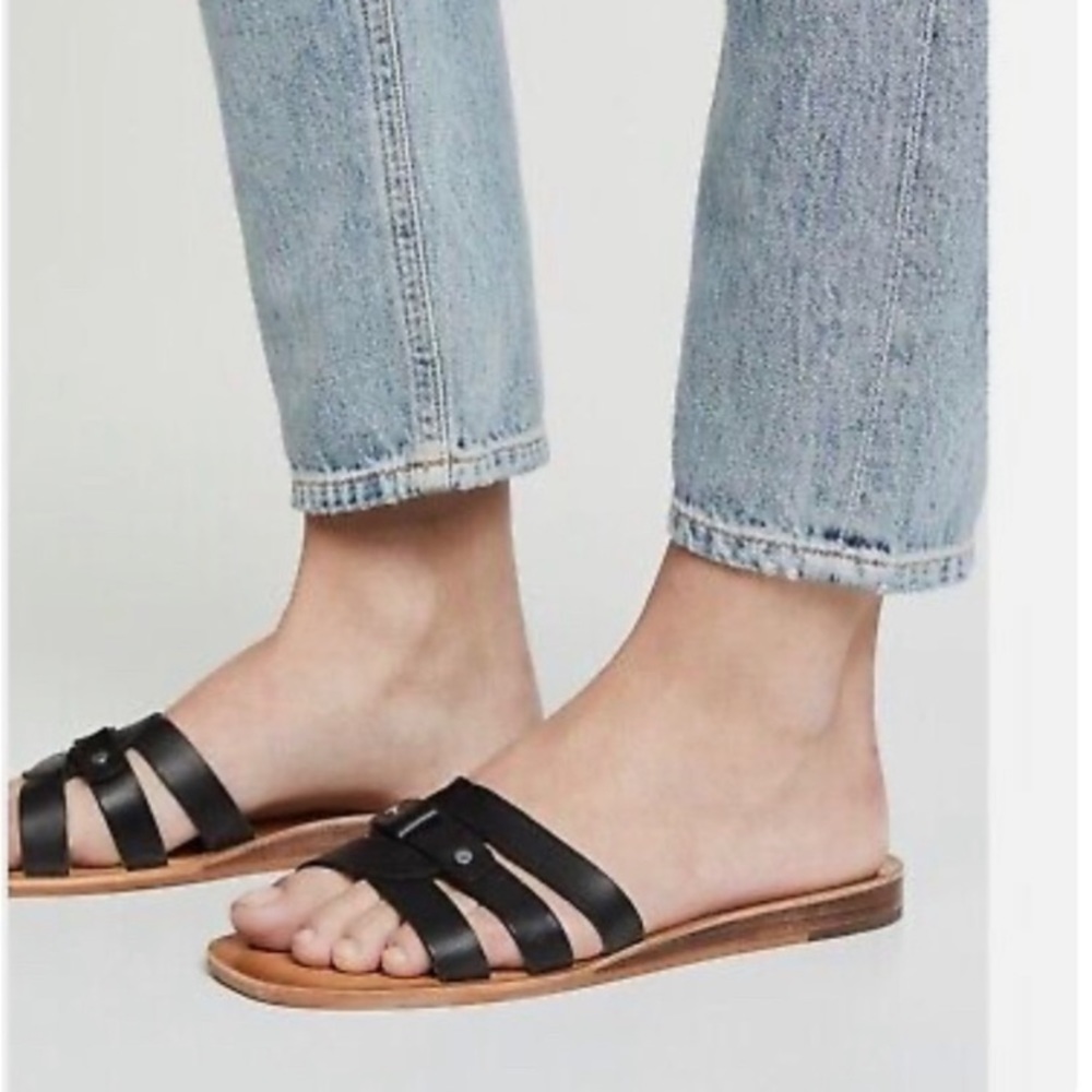 Dolce Vita Black Cait Slide Straps Casual Summer Shoe Sandals 7